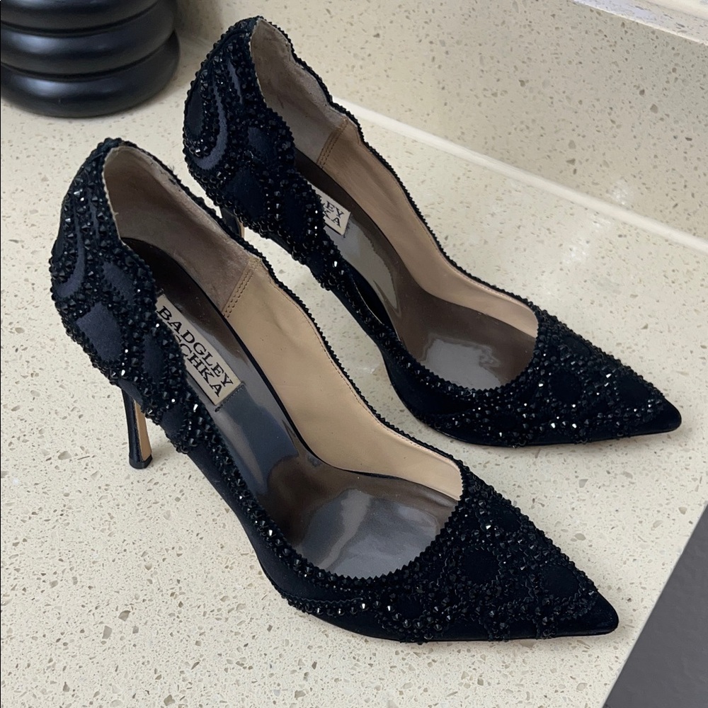 Badgley Mischka Black Beaded Heels